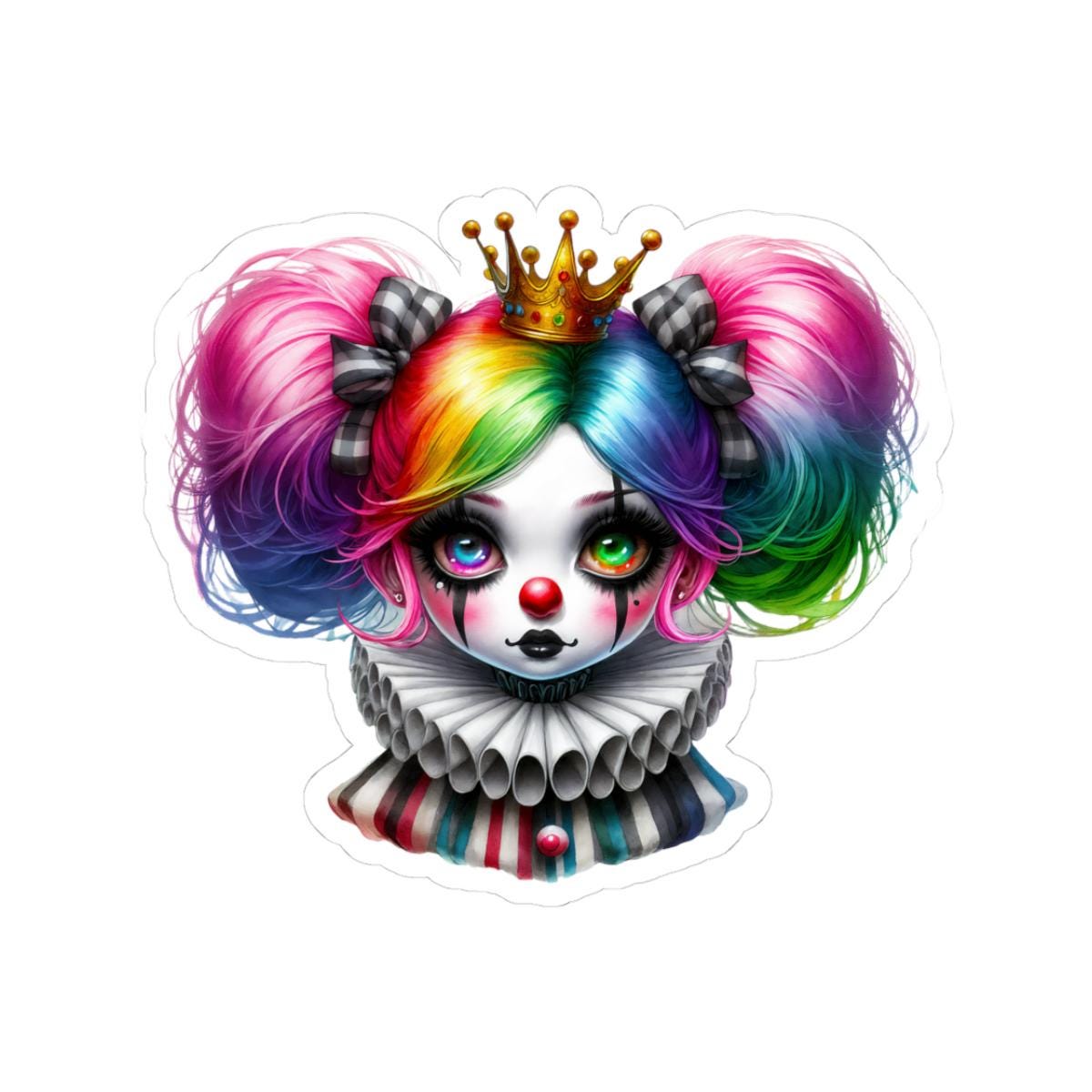 Rainbow Circuscore Clown Girl Sticker: Pastel Goth Vinyl Decal