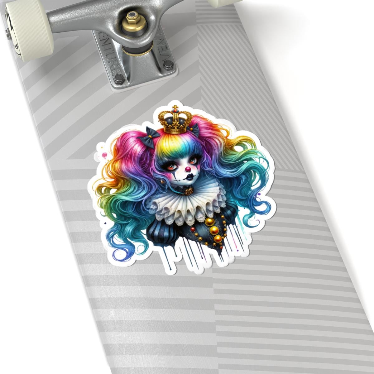 Royal Clowncore Girl Sticker: Gothic Circus Princess - Waterproof Vinyl