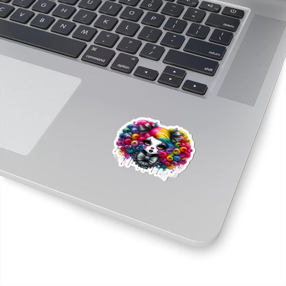 ColorFlow | Rainbow Goth Clowncore Sticker | Pastel Punk Big Bow Girl | Sad Circus Vinyl Decal