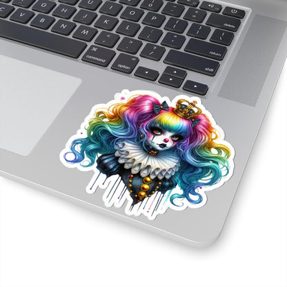 Royal Clowncore Girl Sticker: Gothic Circus Princess - Waterproof Vinyl