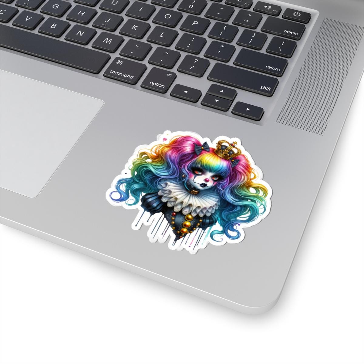 Royal Clowncore Girl Sticker: Gothic Circus Princess - Waterproof Vinyl