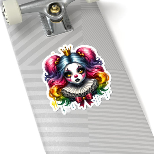 Rainbow Clowncore Sticker: Pastel Goth Doll with Crown