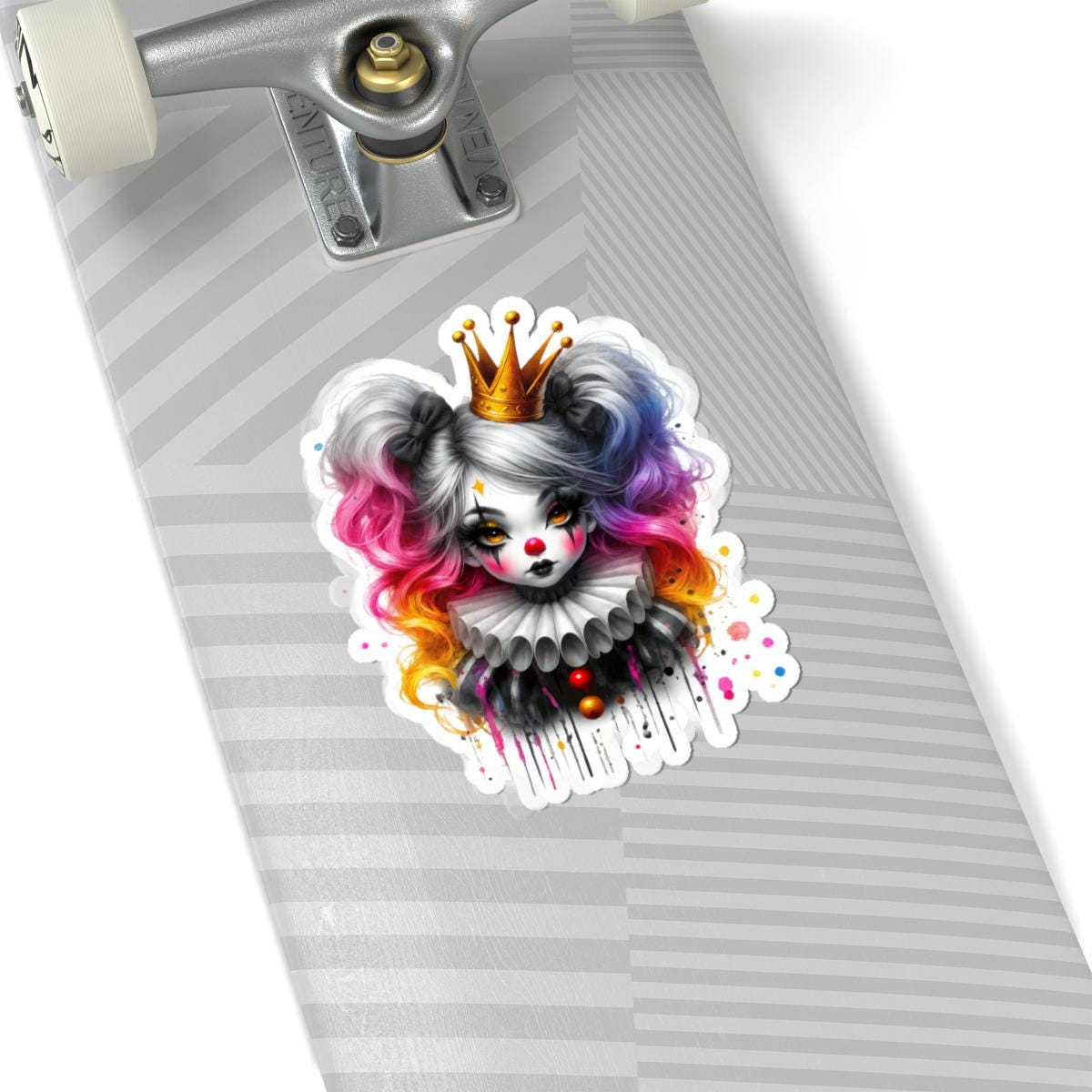 Pastel Goth Clown Sticker: Royal Pop Circus Art - Waterproof Vinyl
