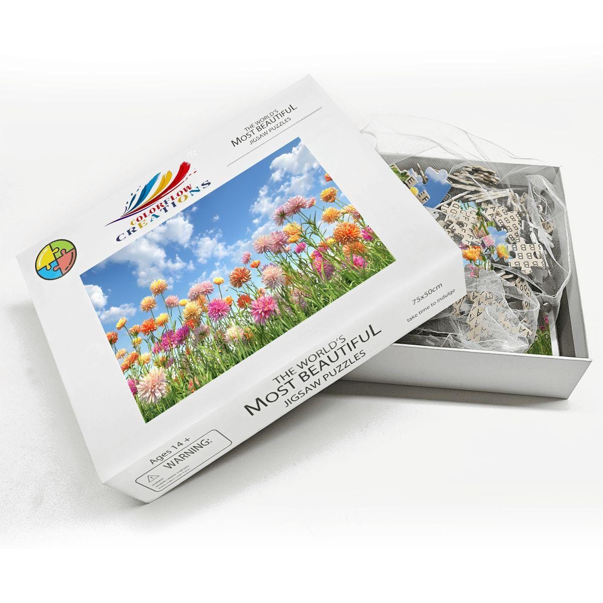 ColorFlow | Wooden Jigsaw Puzzle | Wildflower Meadow Art Wood Puzzle for Adults and Kids | Relaxing  Puzzle Gift