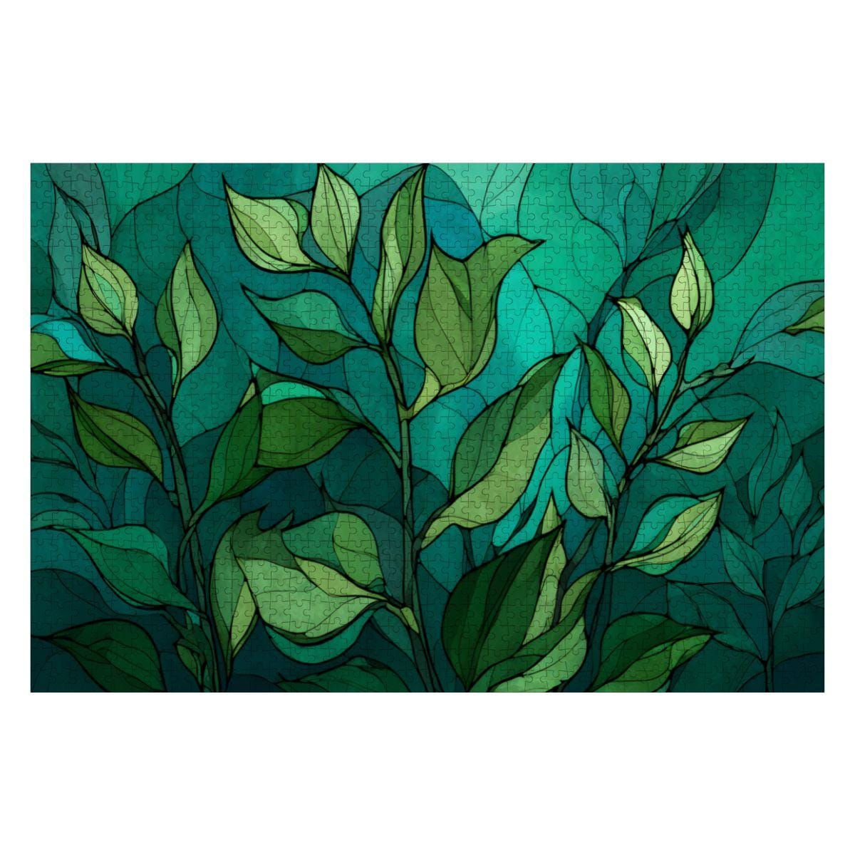ColorFlow | Wooden Jigsaw Puzzle | Stained Glass Leaves Art Wood Puzzle for Adults and Kids | Relaxing  Puzzle Gift