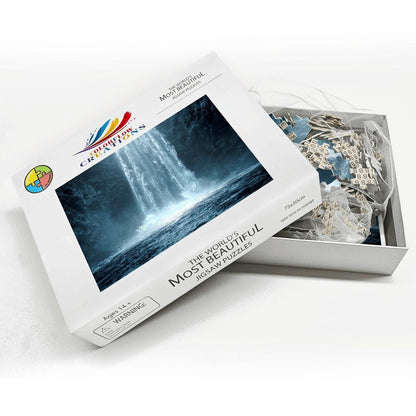ColorFlow | Wooden Jigsaw Puzzle | Waterfall Serenity Art Wood Puzzle for Adults and Kids | Relaxing  Puzzle Gift