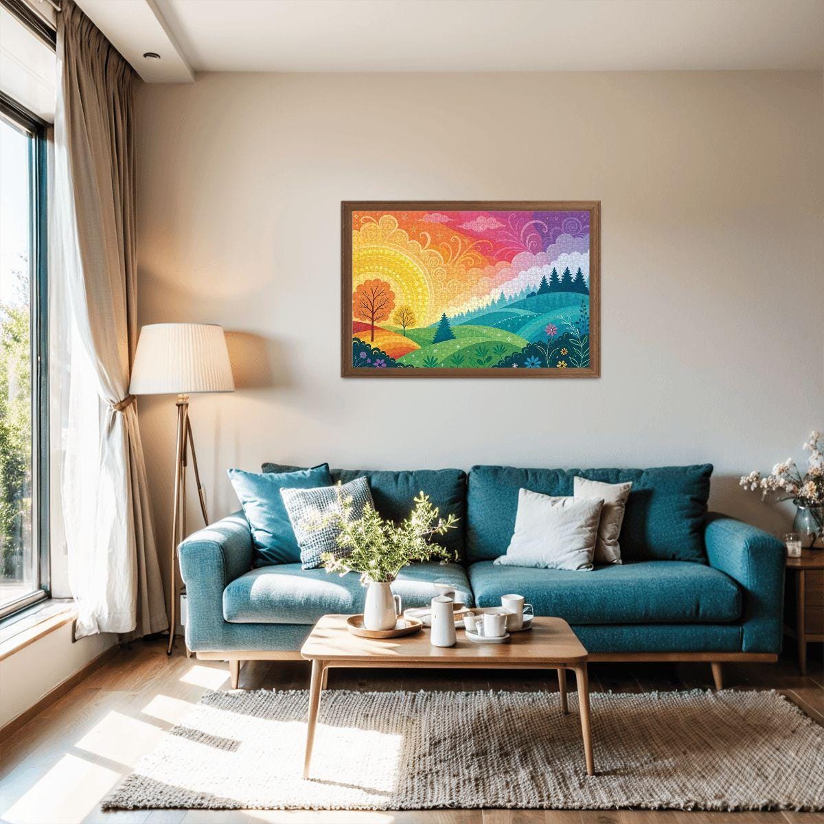 ColorFlow | Wooden Jigsaw Puzzle | Sunrise Whimsy Landscape Art Wood Puzzle for Adults and Kids | Relaxing  Gift