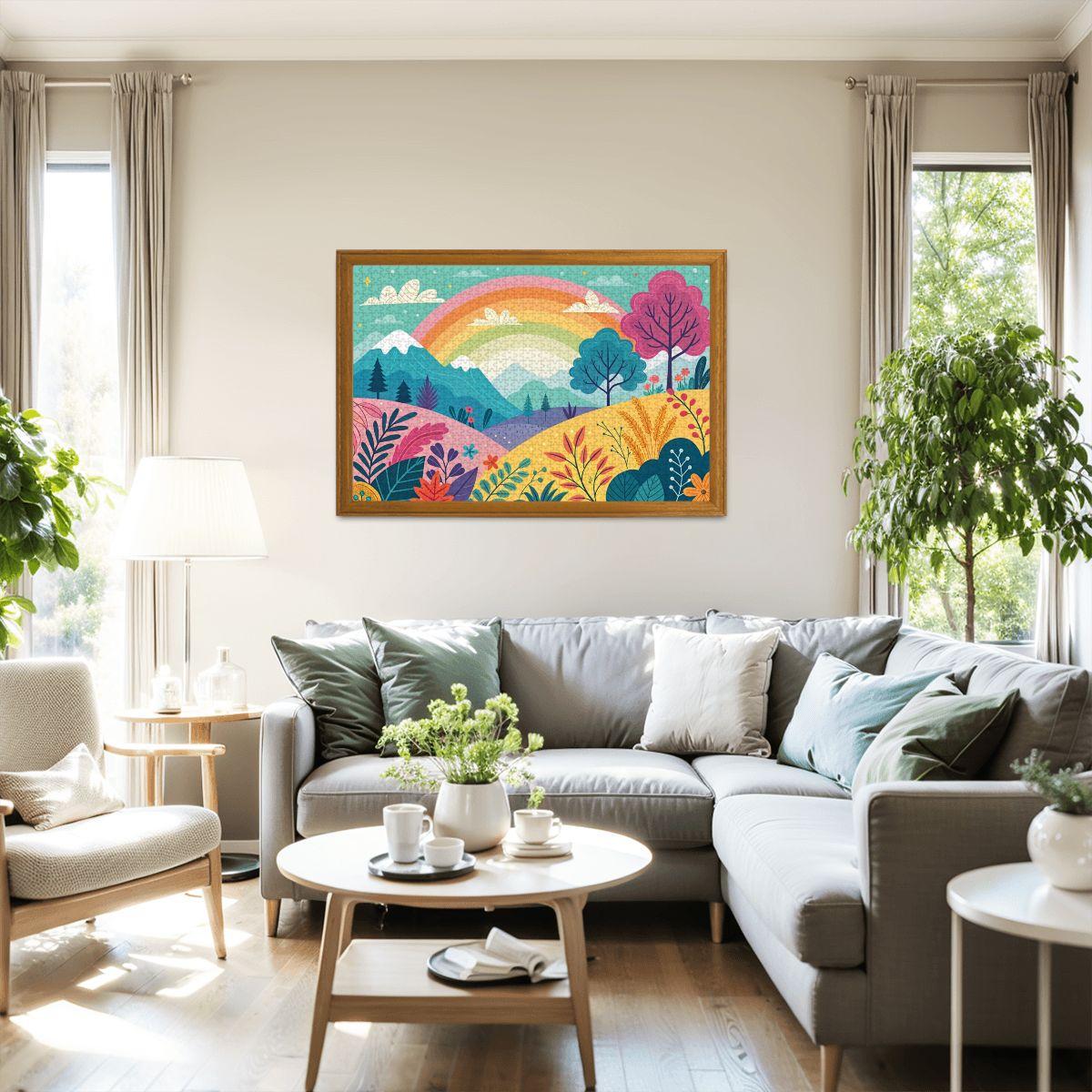 ColorFlow | Wooden Jigsaw Puzzle | Rainbow Mountain Landscape Art Wood Puzzle for Adults and Kids | Relaxing  Gift