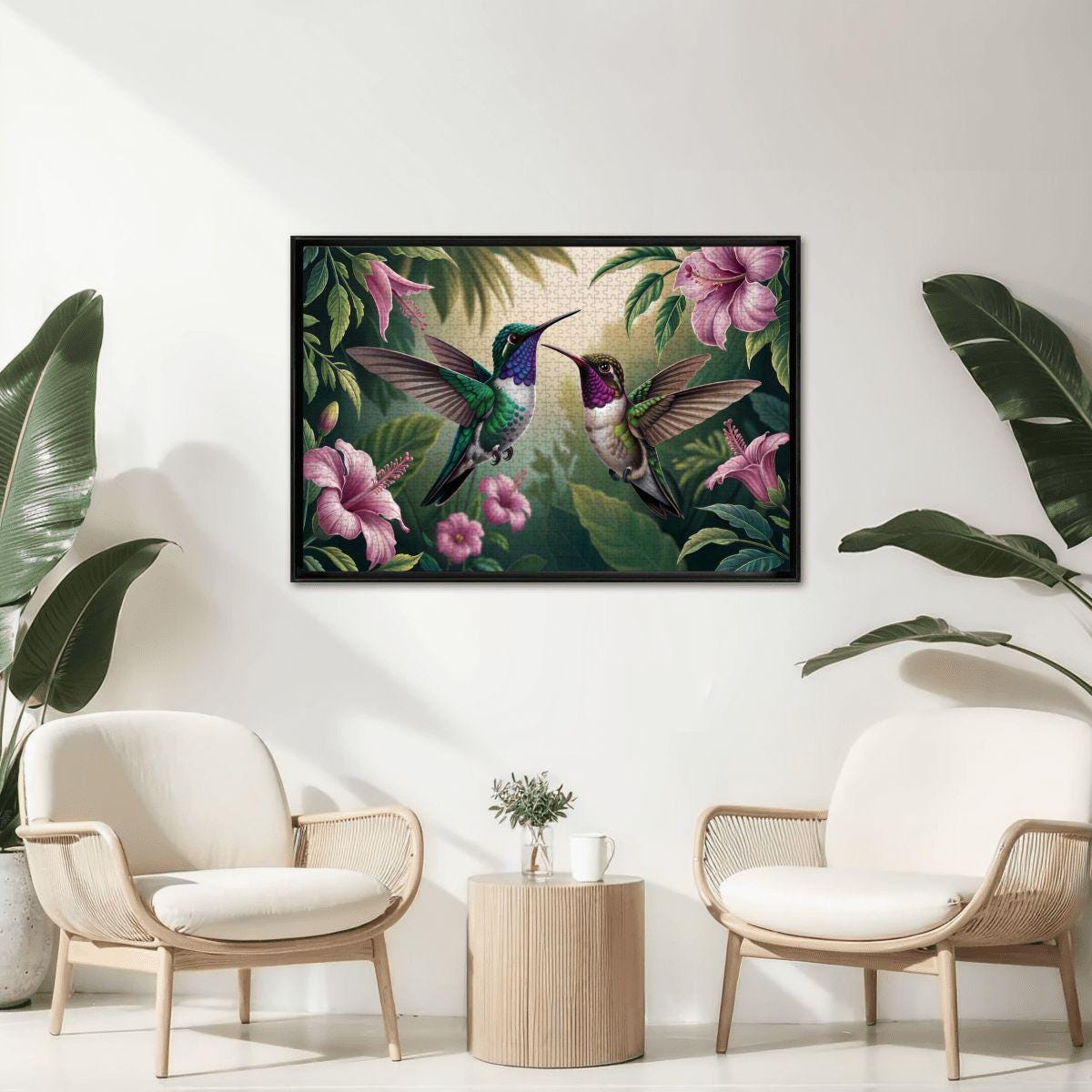 ColorFlow | Wooden Jigsaw Puzzle | Hummingbird Floral Art Wood Puzzle for Adults and Kids | Relaxing  Gift