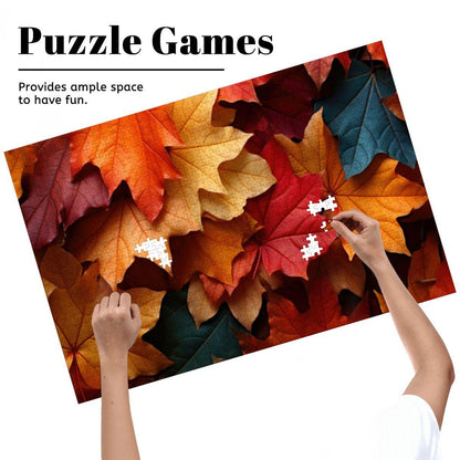 ColorFlow | Wooden Jigsaw Puzzle | Autumn Maple Leaves Art Wood Puzzle for Adults and Kids | Relaxing  Gift
