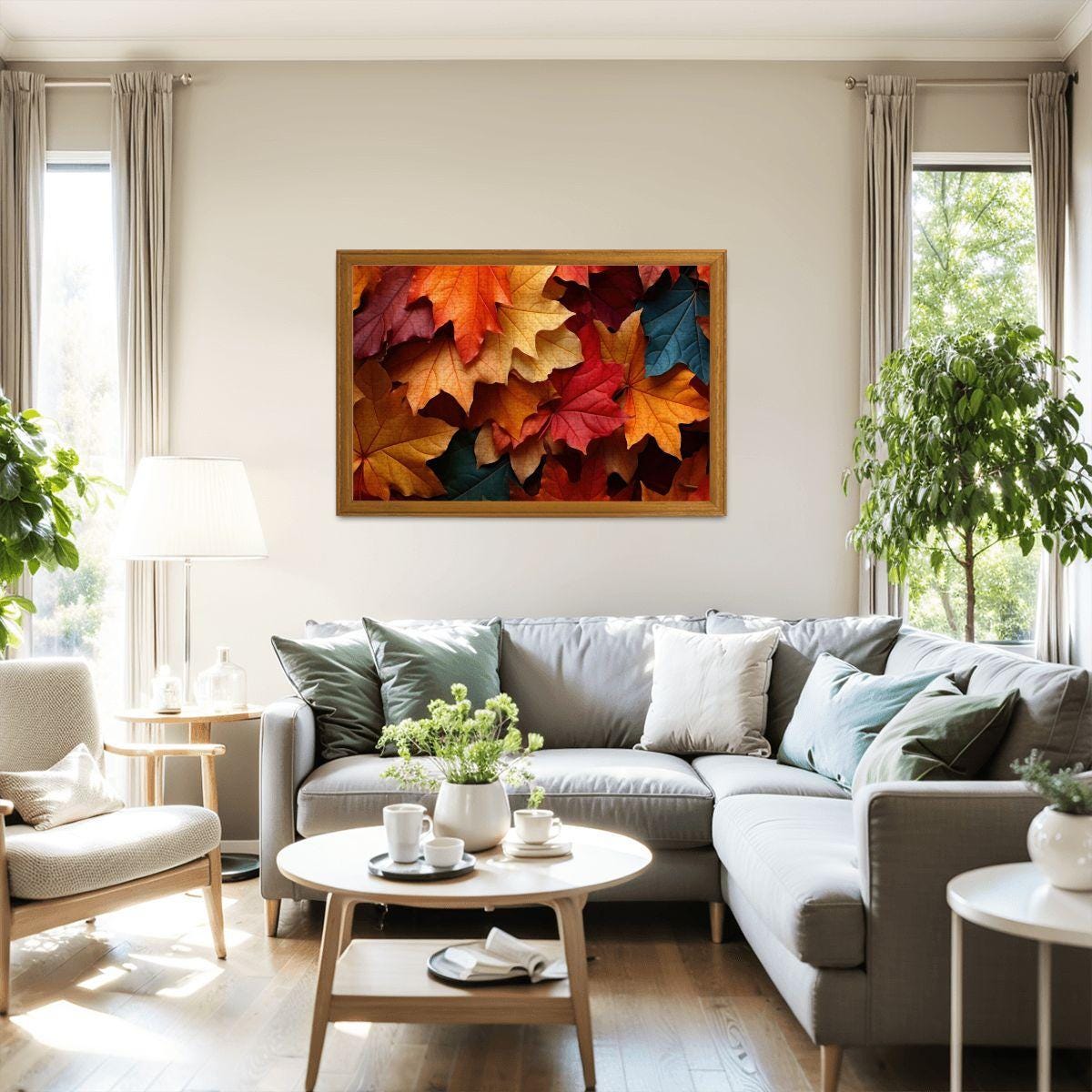 ColorFlow | Wooden Jigsaw Puzzle | Autumn Maple Leaves Art Wood Puzzle for Adults and Kids | Relaxing  Gift
