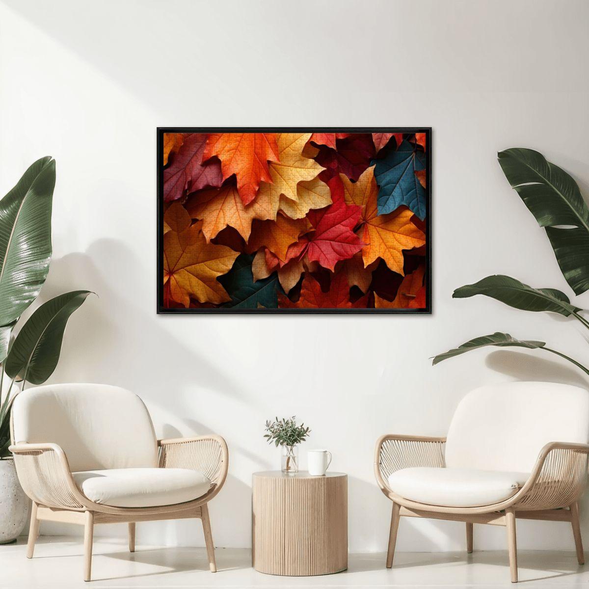 ColorFlow | Wooden Jigsaw Puzzle | Autumn Maple Leaves Art Wood Puzzle for Adults and Kids | Relaxing  Gift