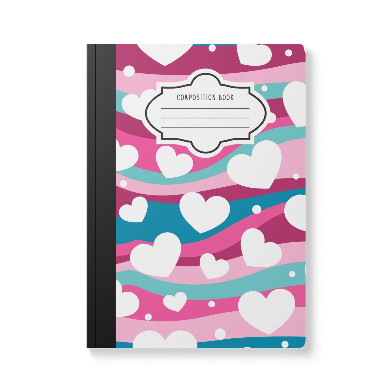 ColorFlow | White Heart Wave Composition Notebook for Writing Journaling School and Gift Ideas
