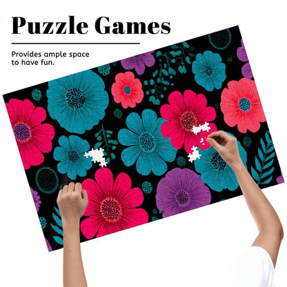 Retro Floral Wooden Jigsaw Puzzle | Vibrant Bloom Art Decor