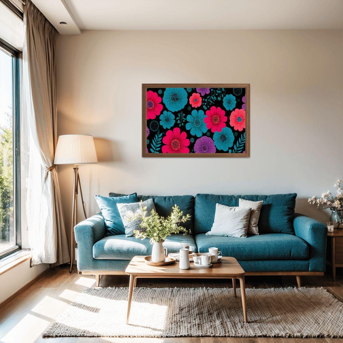 Retro Floral Wooden Jigsaw Puzzle | Vibrant Bloom Art Decor