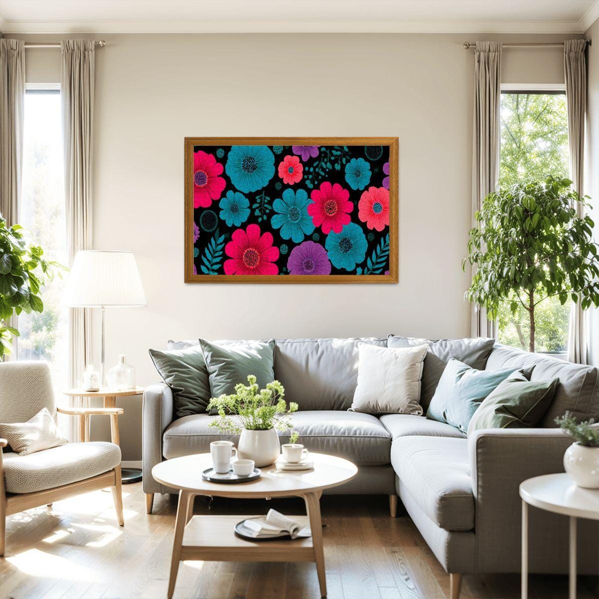 Retro Floral Wooden Jigsaw Puzzle | Vibrant Bloom Art Decor