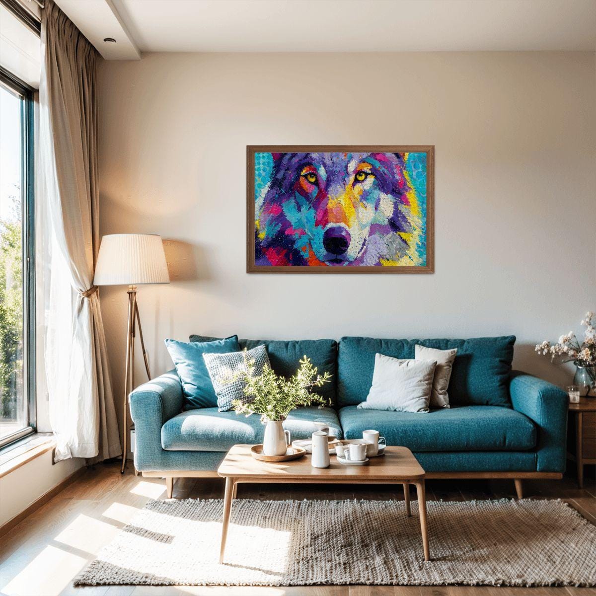 Abstract Wolf Jigsaw Puzzle: Colorful Palette Knife Art, Basswood