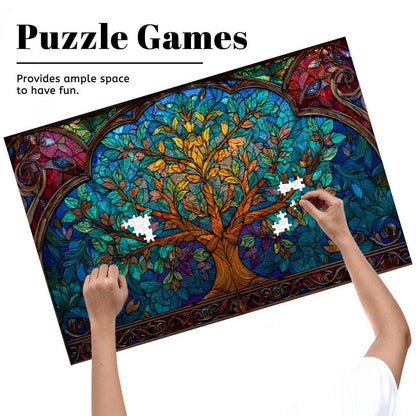 Tree of Life Stained Glass Jigsaw Puzzle: Spiritual Nature Art
