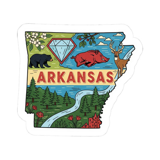 ColorFlow | Arkansas Vinyl Sticker | Waterproof Durable State Decal | Made in USA | Unique Art | Laptop Water Bottle