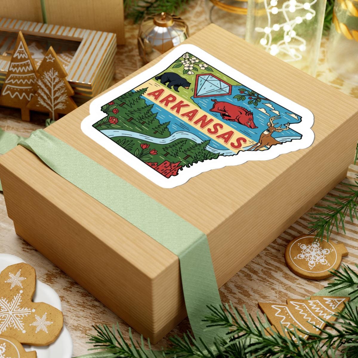 ColorFlow | Arkansas Vinyl Sticker | Waterproof Durable State Decal | Made in USA | Unique Art | Laptop Water Bottle