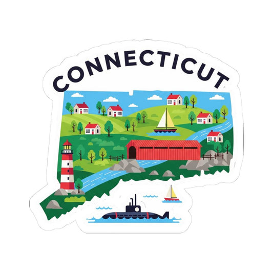 ColorFlow | Connecticut Vinyl Sticker | Durable Waterproof State Decal | Made in USA | Cute Art | Laptop Water Bottle