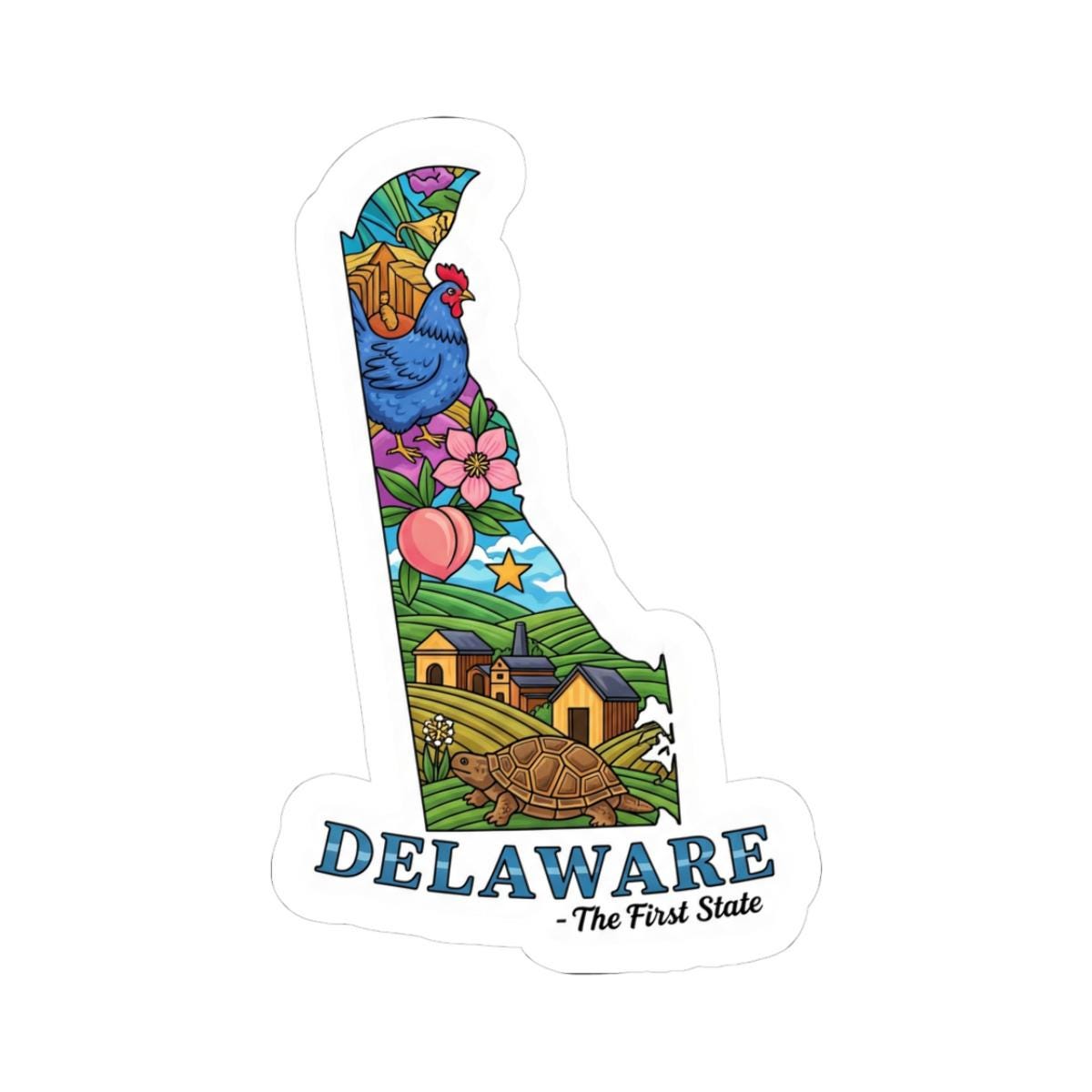 ColorFlow | Delaware Vinyl Sticker | The First State Decal | Waterproof Durable | Made in USA | Cute Art | Laptop Water Bottle