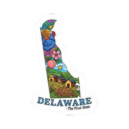 ColorFlow | Delaware Vinyl Sticker | The First State Decal | Waterproof Durable | Made in USA | Cute Art | Laptop Water Bottle