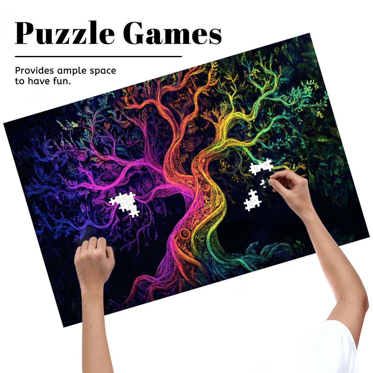 Rainbow Tree of Life Wooden Jigsaw Puzzle: Mystical Art