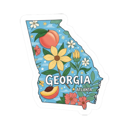 ColorFlow | Georgia Vinyl Sticker | Durable Peach State Decal | Waterproof | Made in USA | Floral Art | Laptop Water Bottle