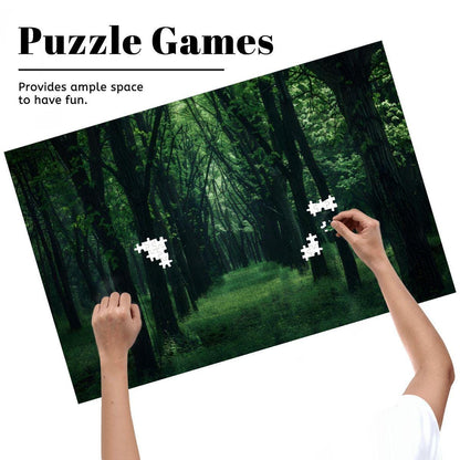 Enchanted Green Forest Wooden Jigsaw Puzzle: Tranquil Woodland Scene