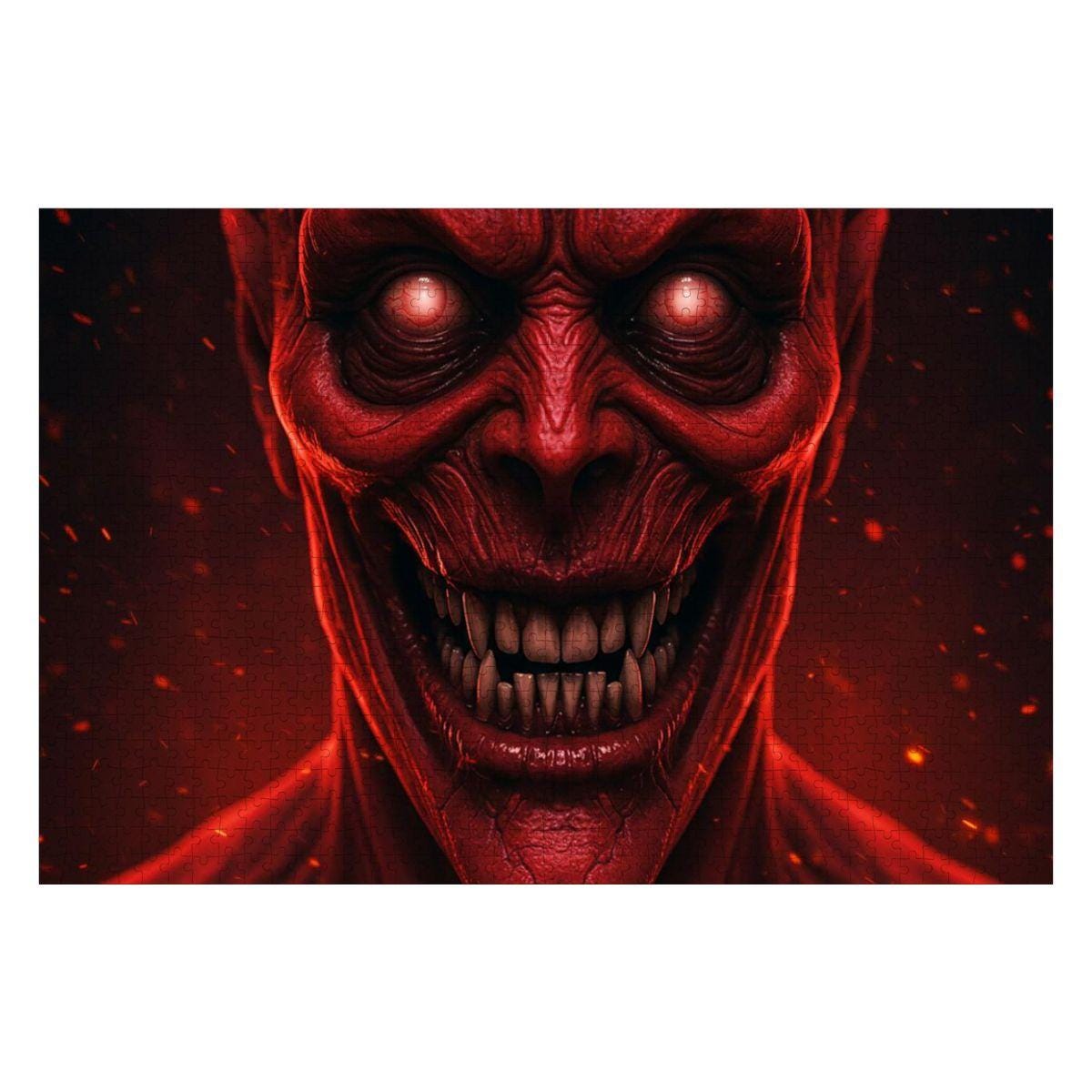 ColorFlow | Creepy Demon Puzzle in Fiery Horror Style | Scary Art Jigsaw for Adults | Haunted Gothic Wooden Jigsaw Puzzle