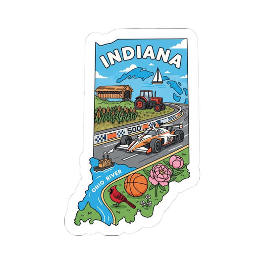 ColorFlow | Indiana Vinyl Sticker | State Decal | Waterproof Durable | Made in USA | Indy 500 Art | Laptop Water Bottle