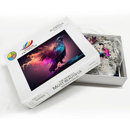 Neon Raven Jigsaw Puzzle: Abstract Bird Art, Bold Colors