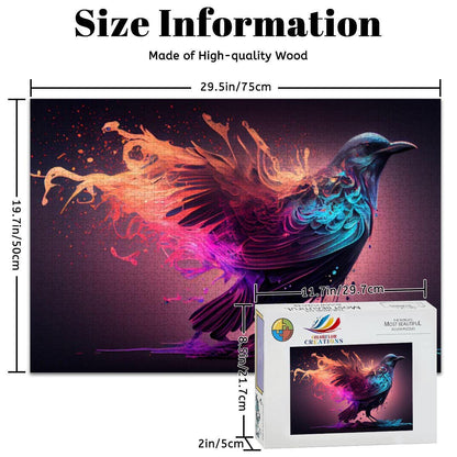 Neon Raven Jigsaw Puzzle: Abstract Bird Art, Bold Colors