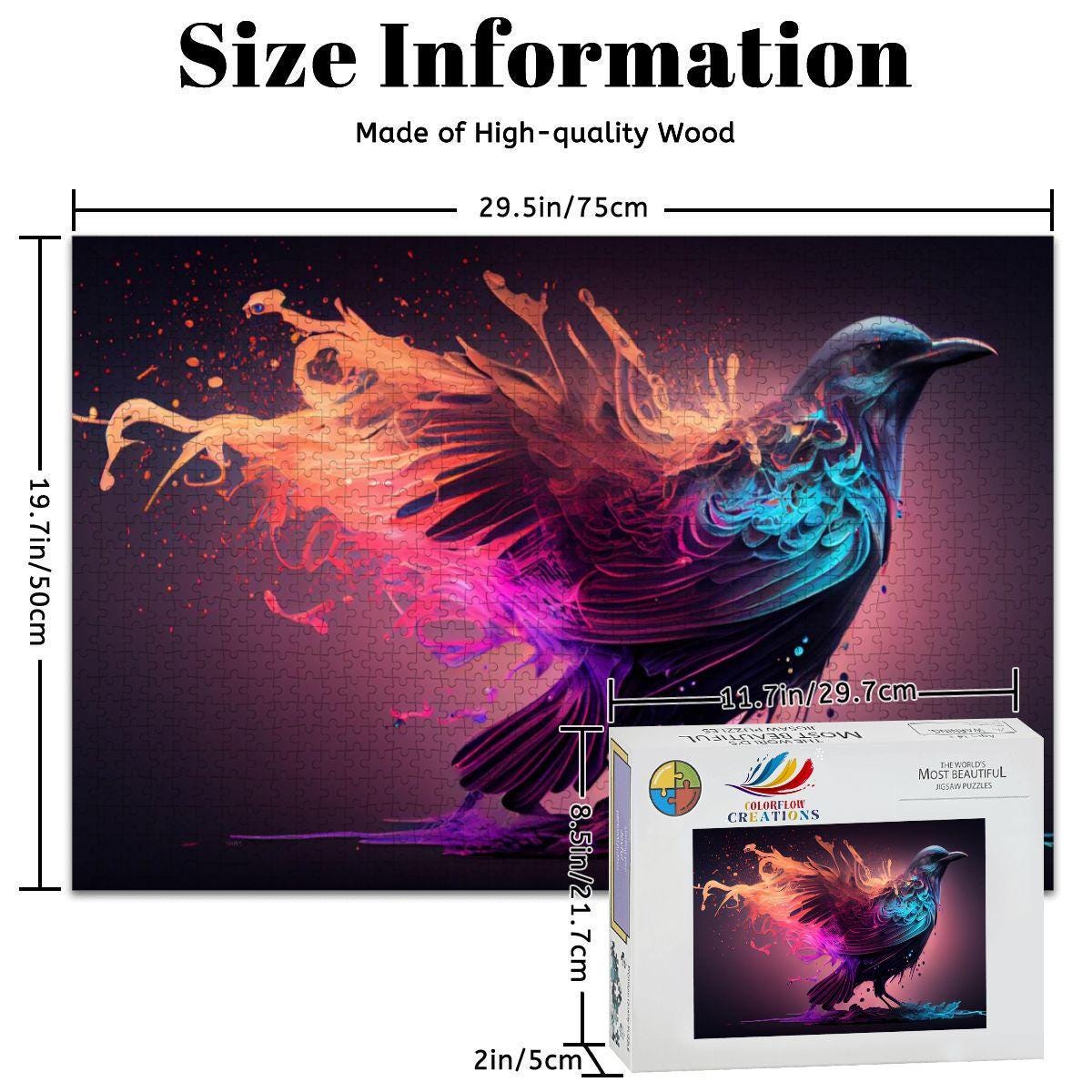 Neon Raven Jigsaw Puzzle: Abstract Bird Art, Bold Colors