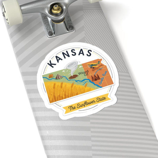 ColorFlow | Kansas Vinyl Sticker | Sunflower State Decal | Waterproof Durable | Made in USA | Wizard Oz Art | Laptop Water Bottle