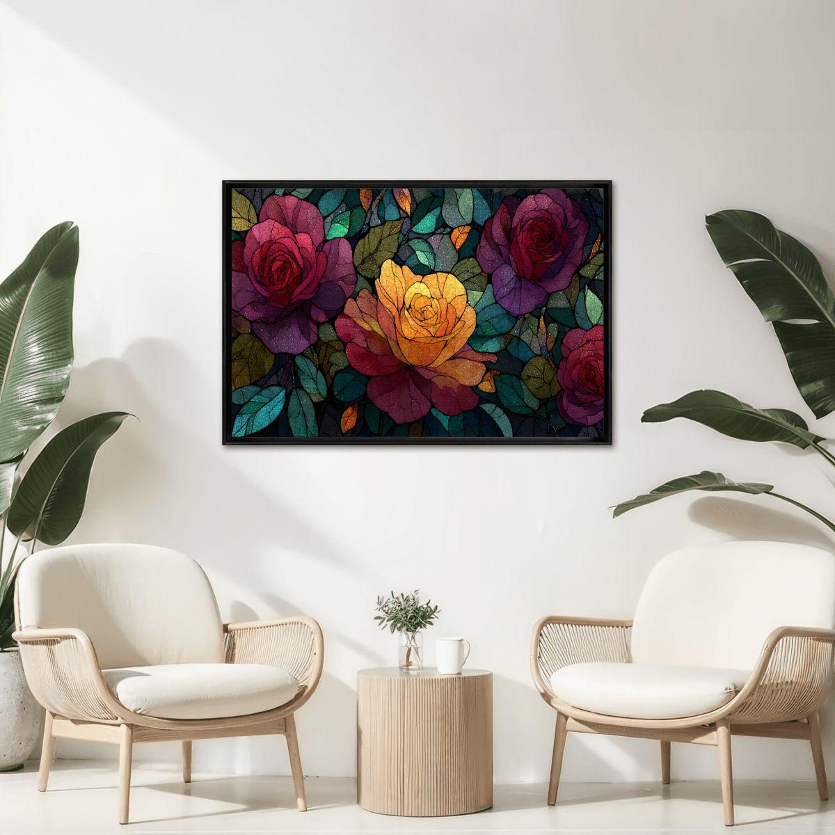 Stained Glass Rose Jigsaw Puzzle: Colorful Botanical Art, Basswood