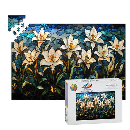 Stained Glass Lily Puzzle: Elegant Floral Jigsaw Puzzle
