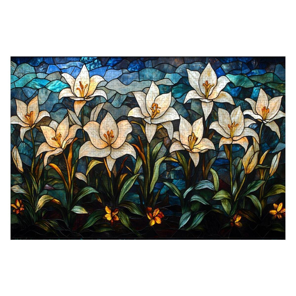 Stained Glass Lily Puzzle: Elegant Floral Jigsaw Puzzle