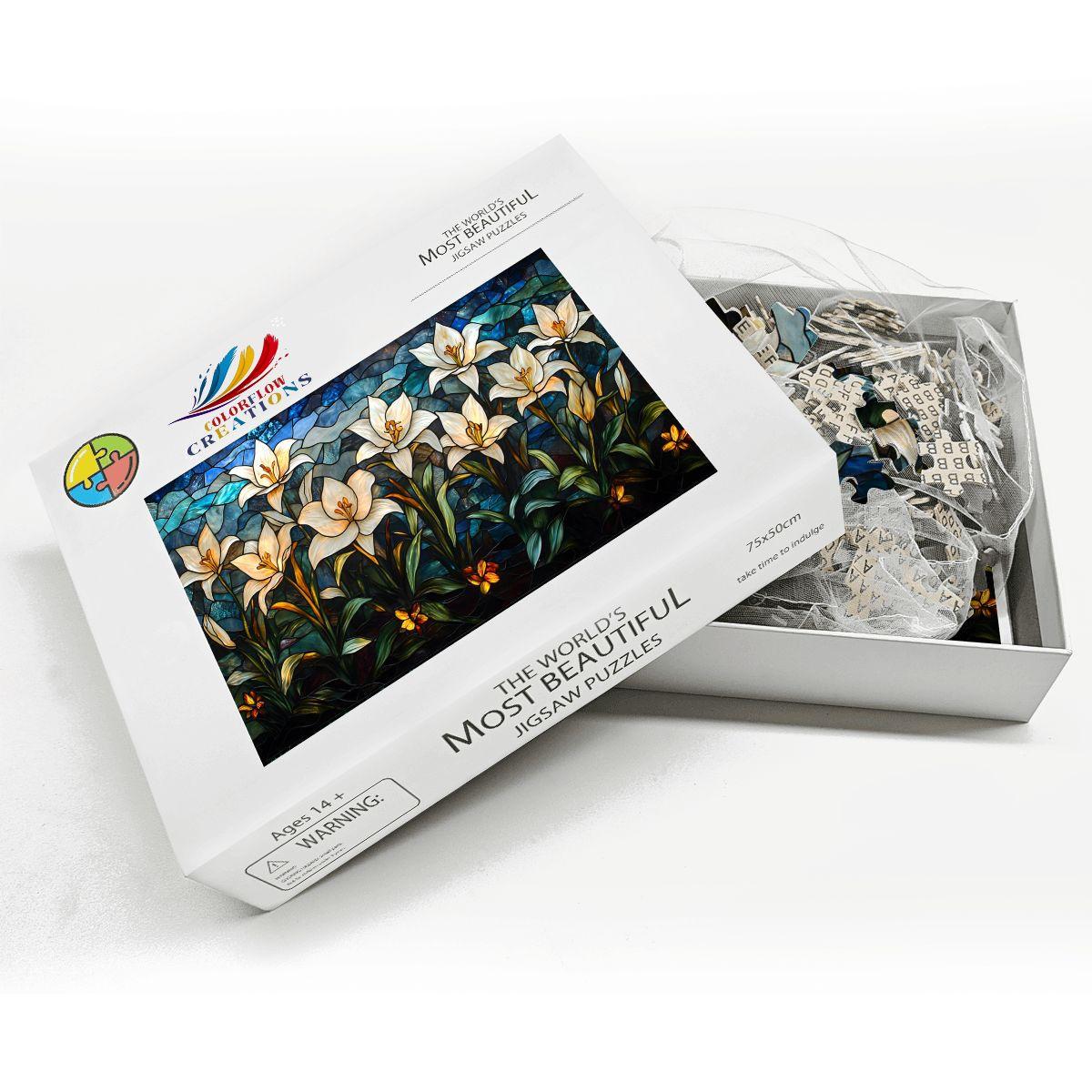 Stained Glass Lily Puzzle: Elegant Floral Jigsaw Puzzle
