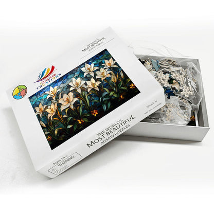 Stained Glass Lily Puzzle: Elegant Floral Jigsaw Puzzle