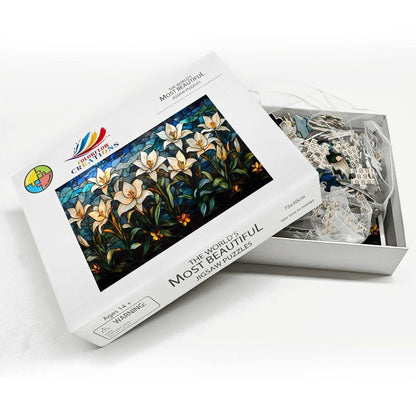 Stained Glass Lily Puzzle: Elegant Floral Jigsaw Puzzle