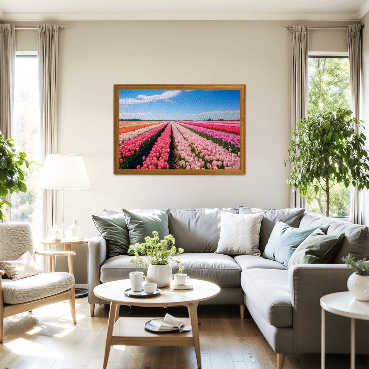 ColorFlow | Tulip Field Puzzle | Bright Floral Landscape Jigsaw | Spring Meadow Art Puzzle | Colorful Garden Puzzle