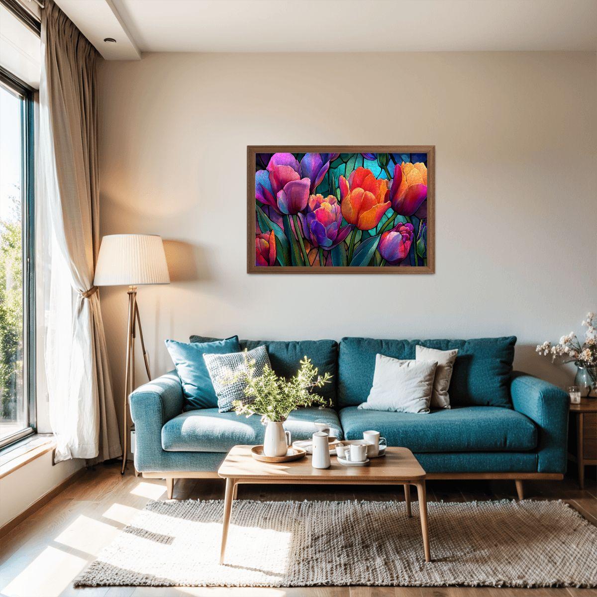 Stained Glass Tulip Puzzle: Colorful Floral Jigsaw Art