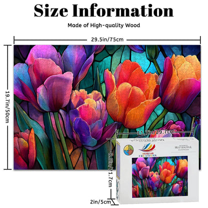 Stained Glass Tulip Puzzle: Colorful Floral Jigsaw Art