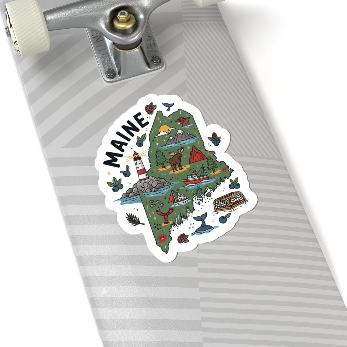ColorFlow | Maine Vinyl Sticker | Waterproof Durable State Decal | Made in USA | Lobster Lighthouse | Laptop Water Bottle