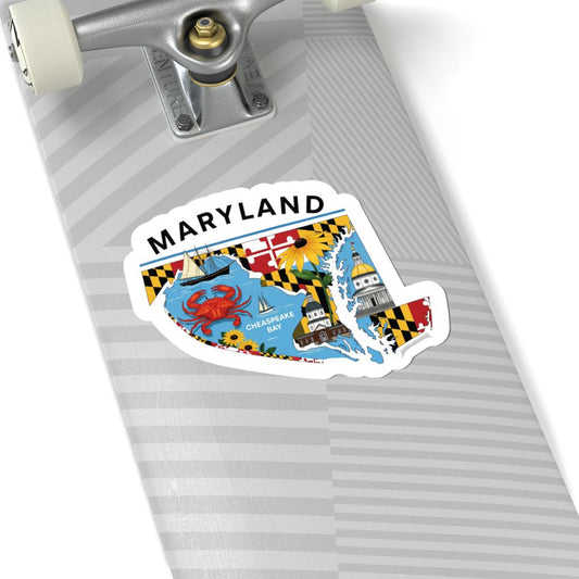 ColorFlow | Maryland Vinyl Sticker | Chesapeake Bay State Decal | Waterproof Durable | Made in USA | Crab Art | Laptop Water Bottle