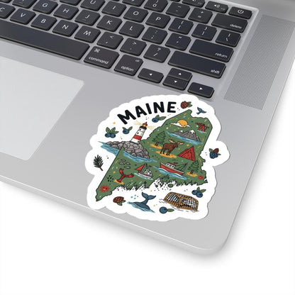 ColorFlow | Maine Vinyl Sticker | Waterproof Durable State Decal | Made in USA | Lobster Lighthouse | Laptop Water Bottle