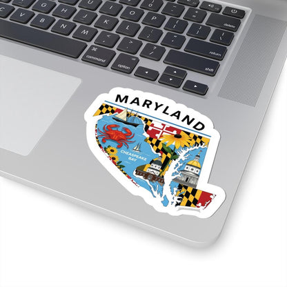 ColorFlow | Maryland Vinyl Sticker | Chesapeake Bay State Decal | Waterproof Durable | Made in USA | Crab Art | Laptop Water Bottle
