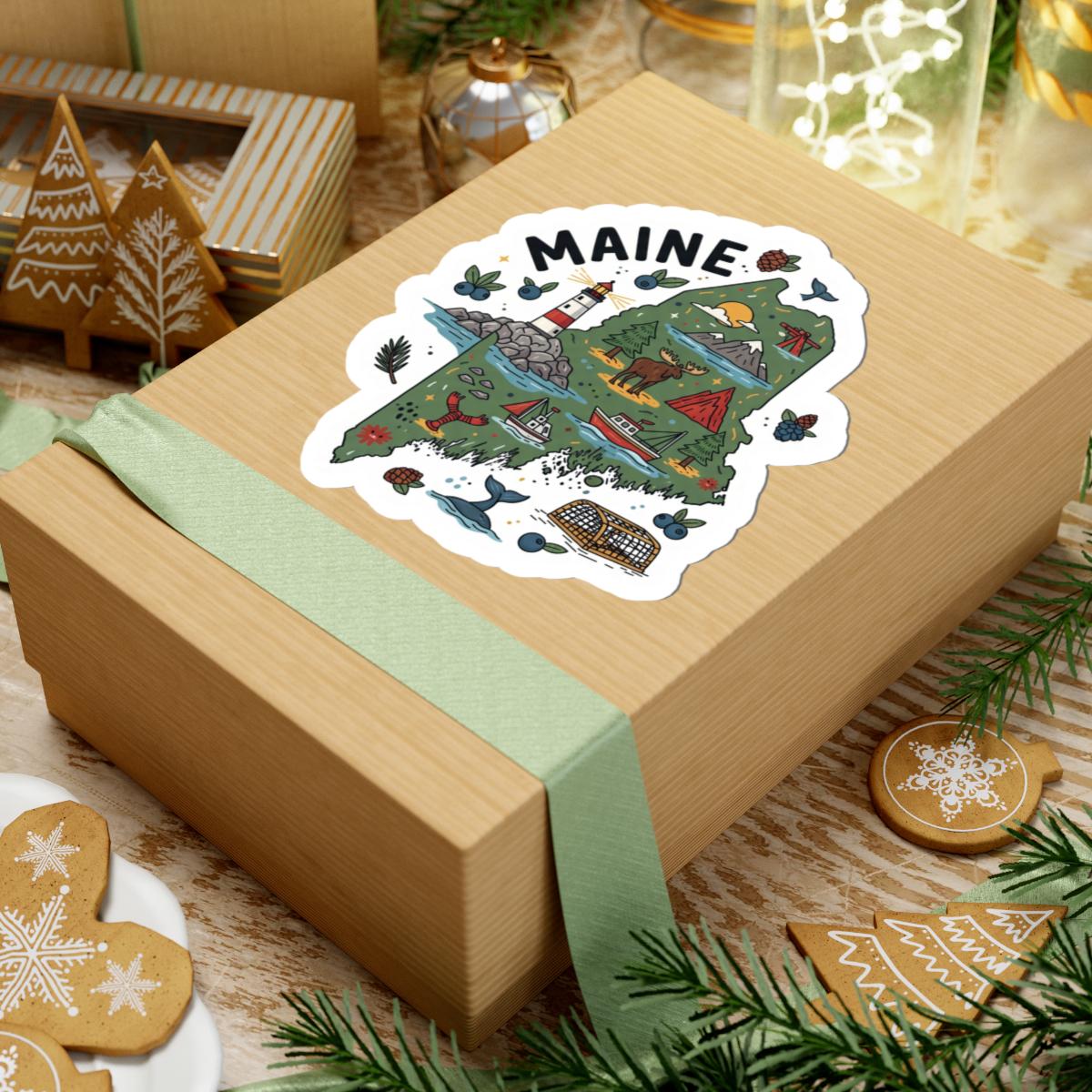 ColorFlow | Maine Vinyl Sticker | Waterproof Durable State Decal | Made in USA | Lobster Lighthouse | Laptop Water Bottle